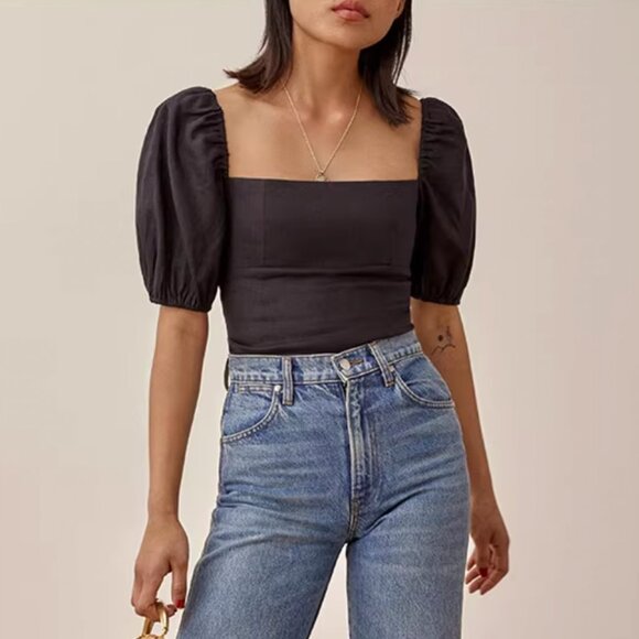 Reformation Tops - Reformation Arancini Linen Top Sz6 Black